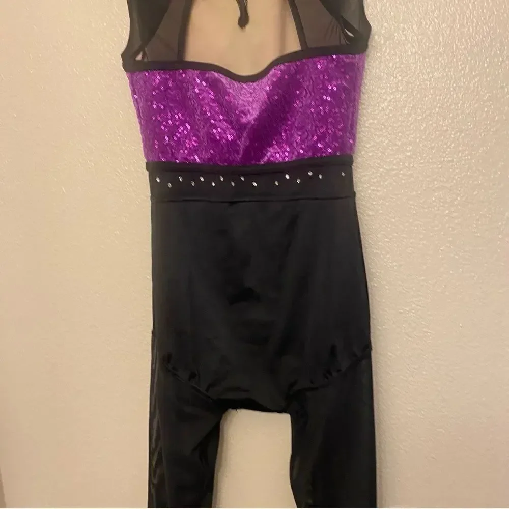 WEISSMAN Dance Costume unitard black purple Cold Hearted Snake 14693 SA adult